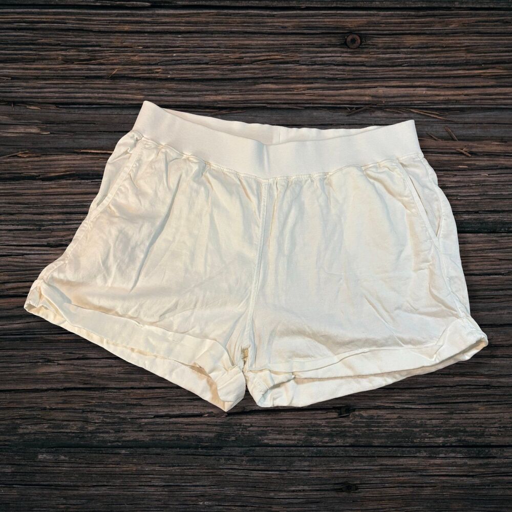 Faherty Women’s XL White Linen Tencel Pull On Shorts High Rise Coastal
